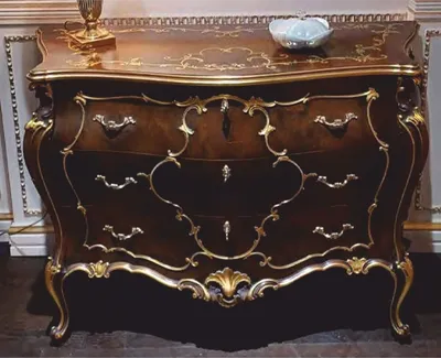 Produktbild von Casa Padrino Luxus Barock Kommode mit 3 Schubladen Braun / Gold 123 cm -  Italy