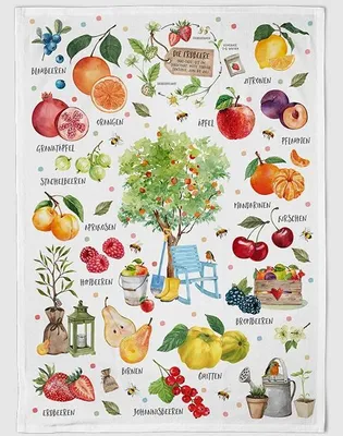 Produktbild von Geschirrtuch Obstgarten, Geschirrtücher Mitbringsel Geschenkidee, Obst, Früchte
