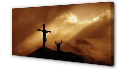 Produktbild von Leinwandbild 100x50 Wandkunst Jesus-Kreuz-Licht