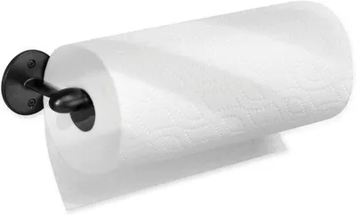 Obrázek produktu pro Držák na kuchyňské utěrky Ibenzoa®, nástěnný i pod kuchyňskou linku, kov, matná černá barva, pro utěrky do šířky 27,9 cm, rozměry 35 × 6,5 × 11 cm, snadná montáž, hygienický