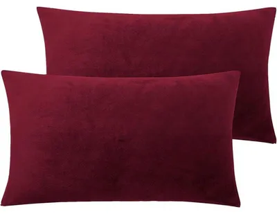Produktbild von 2er-Set Kissenbezüge 40 x 80 cm Samt Rot Superweich Flauschig Kuschelig