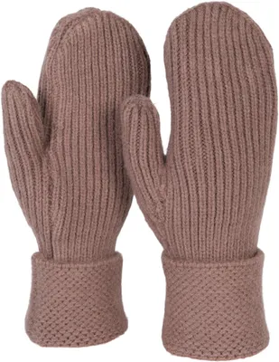 Produktbild von styleBREAKER Damen Winter Strick Fäustlinge Einfarbig mit gemustertem Bund, warme Fausthandschuhe, Strickhandschuhe 09010046