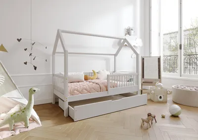 Obrázok produktu pre TIMBEE ZOJA Box house bed detská posteľ drevená posteľ so zásuvkou - sivá - 90x180cm