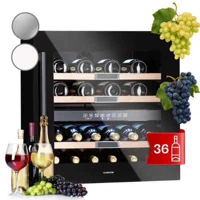 Obrázek produktu pro Klarstein vinotéka 2 zóny, malá, 85 l, skleněné dveře, vestavná, 36 lahví