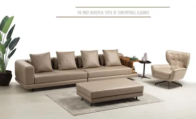 Produktbild von Sofagarnitur Polstersofa Viersitzer Sessel Beige Sofa 2tlg Kunstleder