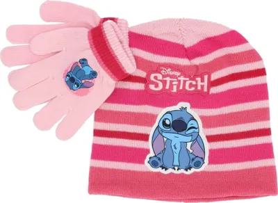 Produktbild von Lilo & Stitch Winter-Set Mütze & Handschuhe für Kinder Rosa