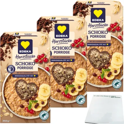 Produktbild von Edeka Porridge Schoko 3er Pack (3x350g Packung) + usy Block
