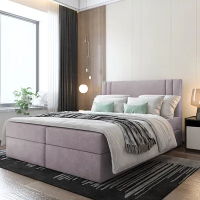 Produktbild von Bett Boxspringbett BEST, Mit Topper Visco und Bettkästen - Doppelbett, Stauraum, Schlafzimmer, Polsterbett (160x200, Rosa - ITAKA 38)
