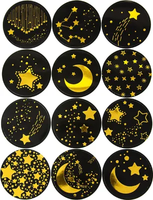 Produktbild von Oblique Unique Sterne Mond Sternschnuppen Aufkleber für Weihnachten Sticker Weihnachtsaufkleber Weihnachtsdeko