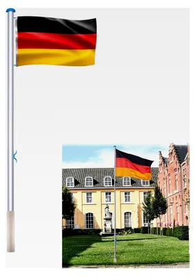 Produktbild von Teleskop Fahnenmast aus Aluminium 6,5 m mit Seilzug und Bodenhülse für Deutschlandfahne, höhenverstellbar