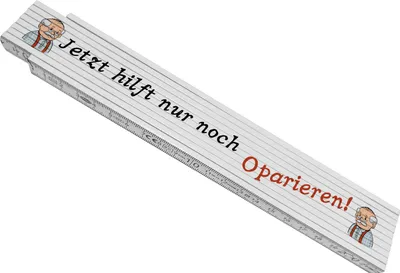 Produktbild von Opa Meterstab aus Holz mit Spruch Jetzt hilft nur noch Oparieren