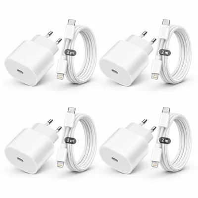 Produktbild von 4x iPhone Lightning Ladegerät 20W Schnellladegerät mit Lightning Kabel – Lightning Ladeset für iPhone 14 13 12 11 X XR XS SE Pro Max Mini