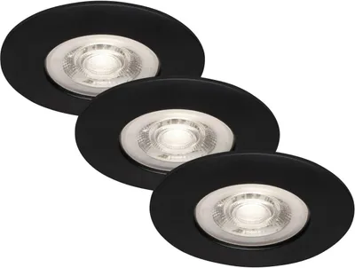 Productafbeelding van Di-Ka LED inbouwspotset Kulana, 3 stuks, zwart mat, Ø 9 cm, 4,9 W, warm wit licht