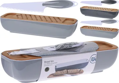 Immagine prodotto di Excellent Houseware Broodtrommel + Houten Snijplank en Mes Assorti