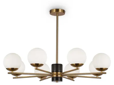 Image de Suspension, métal verre, laiton, 8 flammes, D 81 cm