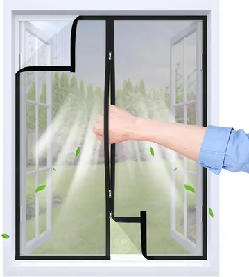 Imagen del producto de Mosquitera autoadhesiva con cremallera, de 90 x 120 cm, transpirable, para ventanas