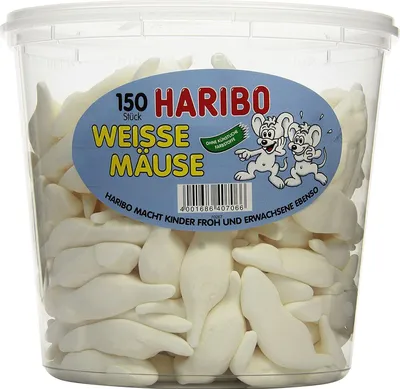 Immagine prodotto di HARIBO 40706 Gelatina di frutta WHITE MICE Schiuma di zucchero 150 pz.