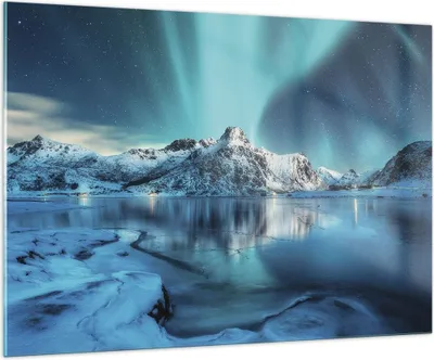 Produktbild von Bilder auf glas - Einteilig - Morgendämmerung Polar Berge - 100x70cm - Glasbilder - Wandbilder - Bilder - Wanddekoration aus Glas - Glas Bilder - Wandbild auf Glas - GAA100x70-4196