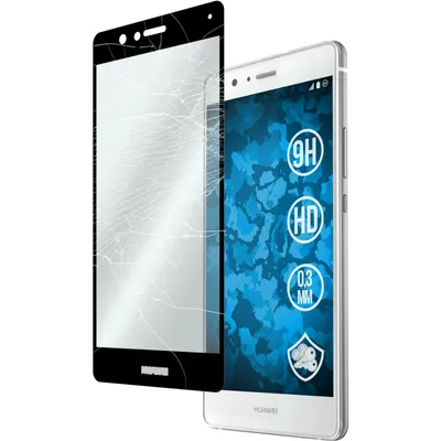 Produktbild von 1er-Pack PhoneNatic Glas-Folie klar full-screen schwarz kompatibel mit Huawei P9 Lite - Panzerglas für P9 Lite