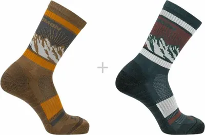 Image de Chaussettes de sport Salomon Stargazer-Rubber, lot de 2, marron et gris foncé - taille 45-47