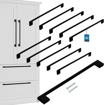 Immagine prodotto di KOTARBAU® Set di 10 maniglie per mobili nero 358 mm maniglie per mobili ZnAl maniglie per mobili maniglie per armadi da cucina maniglie per cassetti maniglie per mobili maniglie per armadi da cucina maniglie per ante di mobili maniglia per barre di mobili