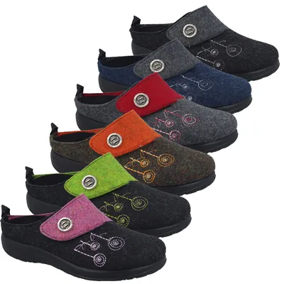 Produktbild von Fly Flot Damen Pantoffeln Hausschuhe Klettverschluss, Größe:41 EU, Farbe:Blau