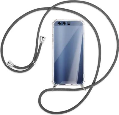 Produktbild von Handykette Backcover-Schutzhülle mit Band (Metall silberfarben) für Huawei P10 - dunkelgrau