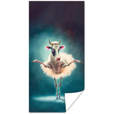 Produktbild von MuchoWow® Poster Kuh - Rock - Ballett - Tiere - Porträt 20x40 cm - Plakat - Foto