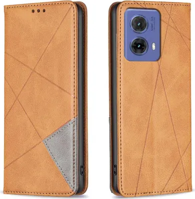 Produktbild von Mobigear Rhombus Slim  Motorola Moto G85 Hülle Klapphülle - Cognac