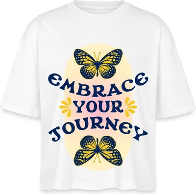 Produktbild von Spreadshirt Embrace Your Journey Hippie Y2K Spiritualität Retro Design Boxy Shirt Damen, XXL, Weiß