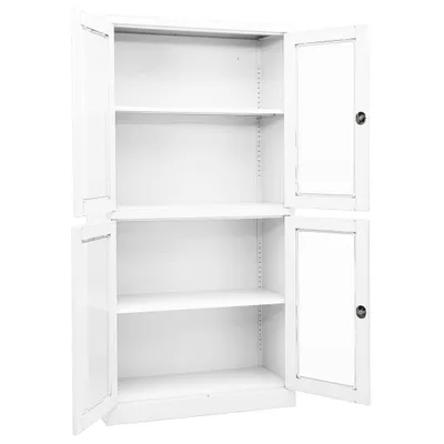 Produktbild von vidaXL Büroschrank Weiß 90x40x180 cm Stahl und Hartglas