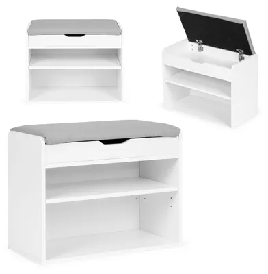 Obrázek produktu pro ModernHome CHXG01 Botník s výklopným sedákem, 2 police, bílý