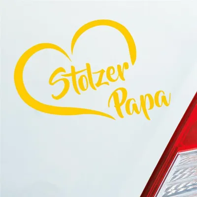Produktbild von Auto Aufkleber Stolzer Papa Liebe Herz Vater Kind 13x10 cm Gelb Sticker Heckscheibenaufkleber