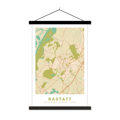 Produktbild von MuchoWow® Textilposter Karte - Rastatt - Jahrgang - Karte 60x90 cm mit schwarzem Rahmen - Poster Wohnzimmer