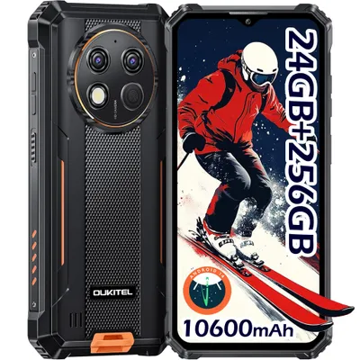 OUKITEL G1 Android 14 Outdoor Smartphone Ohne Vertrag -10600mAh 24GB+256GB 6,52 Zoll 48MP Dual SIM 4G Handy IP68/NFC/OTG/GPS/Face ID - Orange