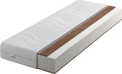 A cutaway view of a mattress showing its internal layers.