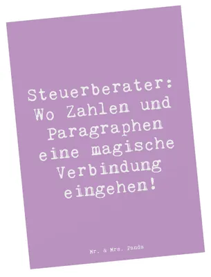 Produktbild von Mr. & Mrs. Panda Ansichtskarte Spruch Magische Steuerberater - Lavendeltraum - Geschenk, bildkarte, Grußkarte, Ansichtskarten, Postkarten, Fotokarte, Berufe, Finanzwelt