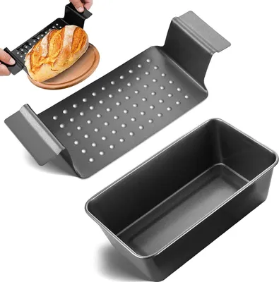 Produktbild von Brotbackform, Kastenform Brot, Toastbrot Backform, Kohlenstoffstahl Mit Gitterabbau Backblech, 24x14x6.5cmschwarze Backform Umweltfreundlich Robust