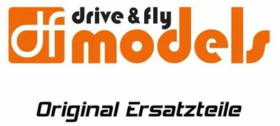 Logo and text for a brand called 'drive & fly models' with the tagline 'Original Ersatzteile'.