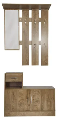 Produktbild von Garderobe Thekla, Garderobenpaneel mit Spiegel (90x116x22cm) und Schrank (90x75x24cm)