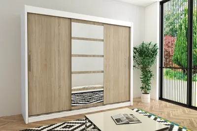 Produktbild von MINIO Kleiderschränk 250 cm ROMA 1 Weiß / Sonoma Eiche