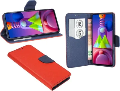 Obrázek produktu pro Pouzdro typu kniha "Fancy" pro mobilní telefon SAMSUNG GALAXY M51 (M515F) s funkcí stojánku, držák na karty červeno-modré