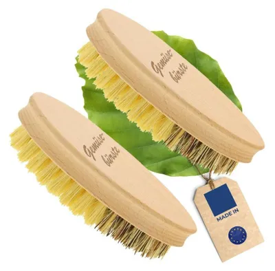 Image de 2 brosses à légumes, 13,5 cm, avec des poils naturels pour le nettoyage des légumes