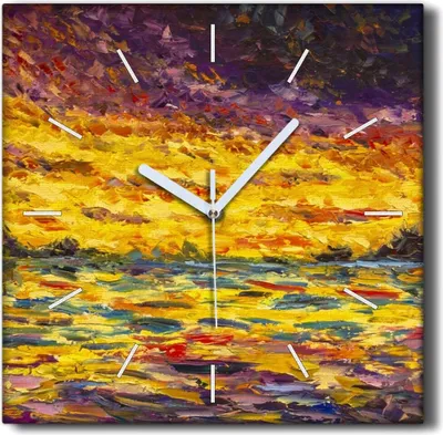 Produktbild von Coloray Hodiny Unikátní 30x30 cm  Tiché hodiny Pro obývací pokoj a kuchyň Nástěnné hodiny Plátno Černé ručičky hodin - západ slunce