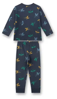 Zdjęcie produktu dla Dres do spania dla dziewczynek Sanetta, długi - dla dzieci, motyw: smok, welur, bawełna, kolor: niebieski, rozmiar: 116