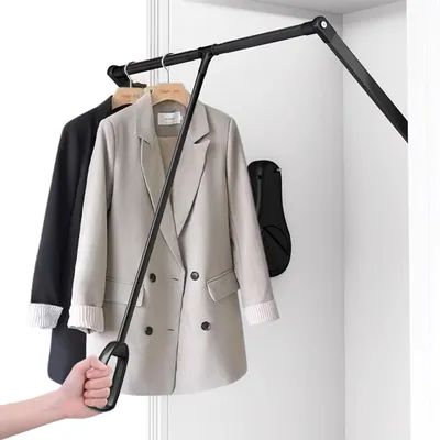 Klappbare Kleiderlift, Alu, bis 20 kg, 85-115 cm, schwarz