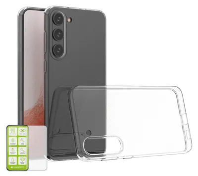 Image de Étui en silicone pour Samsung Galaxy S23 Plus + étui en verre H9 pour téléphone portable, coque de protection en TPU