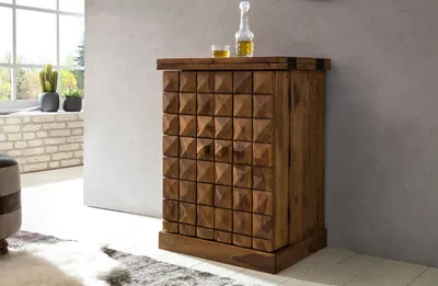 Produktbild von Hausbar Barschrank Weinregal ASMO Massivholz Sheesham Landhausstil
