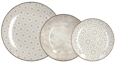 18-teiliges Tafelservies für 6 Personen, Porzellan, beige