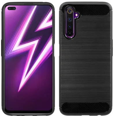 Produktbild von Silikon Hülle Bumper Carbon kompatibel mit realme 6 Pro Case TPU Soft Handyhülle Cover Schutzhülle Schwarz